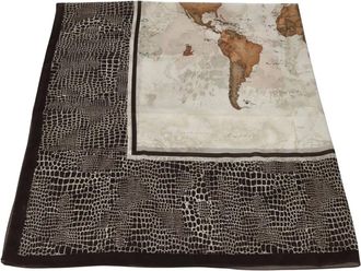 Alviero Martini 1A Classe Pa&ntilde;uelo con estampado de mapa y efecto cocodrilo - Accessories - Mujer - Marr&oacute;n - ONE SIZE