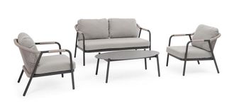 BIZZOTTO Sal&oacute;n con cojines en aluminio y cuerda de poli&eacute;ster antracita/khaki