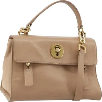 Saint Laurent Muse Two Leather Beige Leather Handbag (Pre-Owned)
