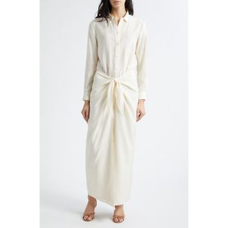 Emporio Armani Long Sleeve Techno Rayon Maxi Dress in Ivory at Nordstrom, Size 14 Us