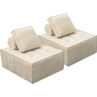 Habitat et Jardin Set di 2 poltrone componibili in tessuto testurizzato Velluto - Beige