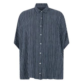 120% Lino 120% Lino, Short Sleeve Shirts, male, Black, Size: XS Loose Linen Shirt
