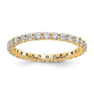 Diamond2Deal 14k Yellow Gold Lab Grown Diamond Eternity Wedding Band Ring 1Ct Clarity- VS Color- G-H