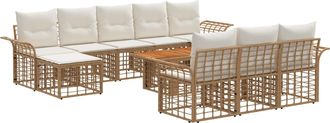 vidaXL Conjunto De Sof&aacute;s De Jard&iacute;n 11 Uds. Natural Y Crema Vidaxl