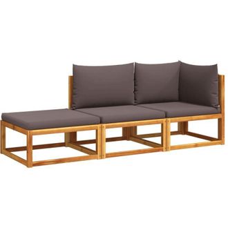 vidaXL Conjunto De Sof&aacute; De Jard&iacute;n De 3 Piezas Con Cojines De Madera De Acacia Y Cuerda Vidaxl
