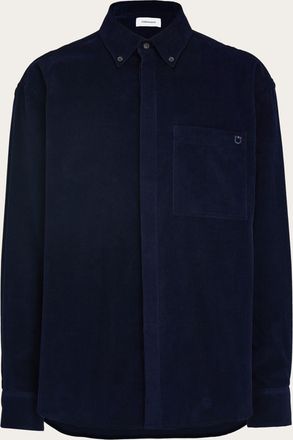 Ferragamo Men Velvet shirt Blue