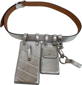 Fendi Silver Leather Fanny Pack (Pre-Owned)