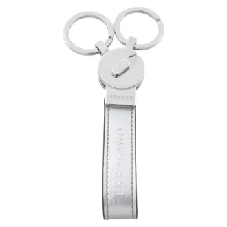 Ferragamo Dual-Ring Metallic Leather Keyring