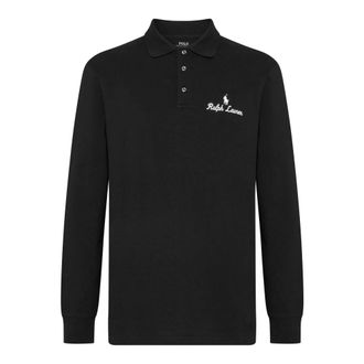 Polo Ralph Lauren Polo Shirts, male, Black, S, Three-button Long-sleeve Polo