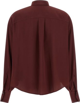 Brunello Cucinelli Silk with Removable Tie Shirt - Burgundy