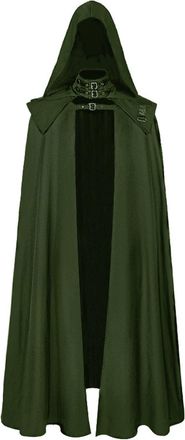 Generic Cape Costume Full Length Deluxe Hooded Cloak Long Velv Green