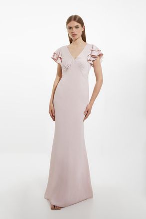 Karen Millen Satin Ruffle Sleeve Maxi Dress