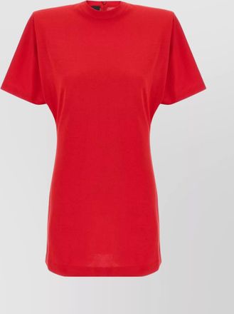 Pinko belted short sleeve dress with round neckline