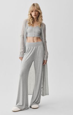 Alo | Sheer Cashmere Long Cardigan Top in Athletic Heather Grey, Size: Medium