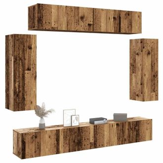Berkfield Home 6 Piece TV Cabinet Set Wall-mounted Old Wood Engineered Wood in Brown