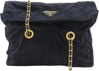 Prada Pre-owned Shoulder Bags, female, Blue, Size: ONE SIZE Pre-owned Nylon Shoulder Bag
