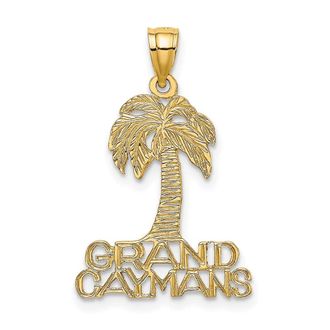 Diamond2Deal 14k Yellow Gold GRAND CAYMANS Palm Tree Charm Pendant