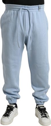Dolce & Gabbana Mens Casual Joggers Light Blue Cotton Blend - Size EU 52 (Mens)