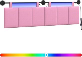 vidaXL Cabecero Colgante Con Luz Led Rosa Tela Vidaxl