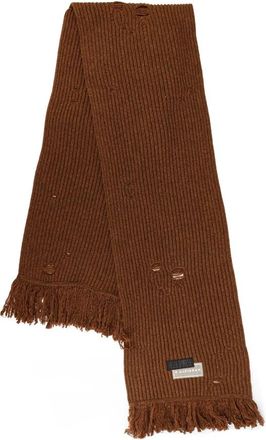 Maison Margiela Bruine Gebreide Sjaal met Franjes Gemaakt in Itali&euml; - Heren - Wintersjaals - Bruin - ONE Size - Wol - Accessoires