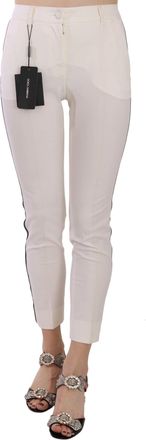 Dolce & Gabbana White Side Stripe Cropped Skinny Womens Pants