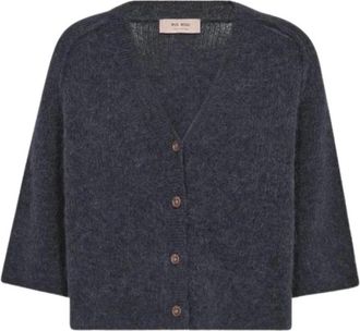 Mos Mosh MMThora Lizet Knit Cardigan - Dames - Vesten - Blauw - S - Wol - Truien & Vesten