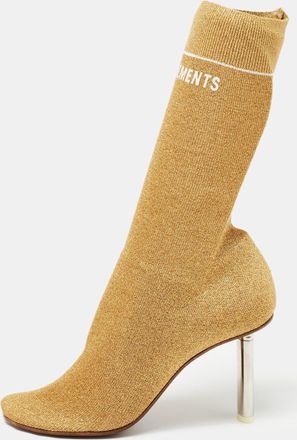 VETEMENTS Gold Knit Fabric Sock Ankle Boots
