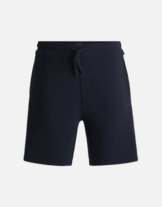 HUGO BOSS Mens BOSS Logo-embroidered Rib Shorts, Dark Blue - Size: 32/30/31