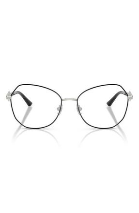 Jimmy Choo London 55mm Round Optical Glasses in Silver/Black /Demo Lens at Nordstrom