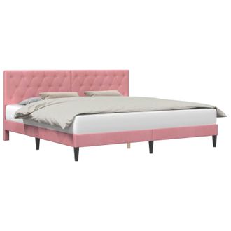 vidaXL Struttura Del Letto Con Testiera Rosa 200 X 200 Cm Velluto Vidaxl