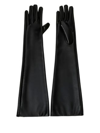 Twin-Set long leather-effect gloves - women - Polyurethane - M - Black