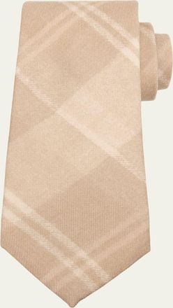 Ralph Lauren Purple Label Plaid Cashmere-Silk Tie