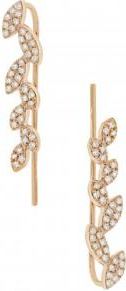 Allurez 0.25ct 14k Yellow Gold Diamond Leaf Ear Crawler Earrings