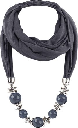 Generic Womens Scarf Necklace Alloy Pendant Bohemia Tassel Scarves Womens Necklace Jewelry Scarves,Women Pendant Scarf With Tassel Jewelry Z1-Grey