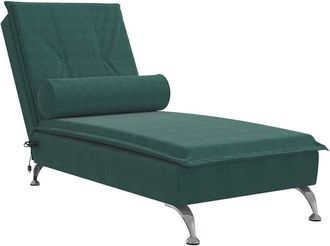 vidaXL Chaise Longue Massaggi con Capezzale Verde Scuro in Velluto - Vidaxl