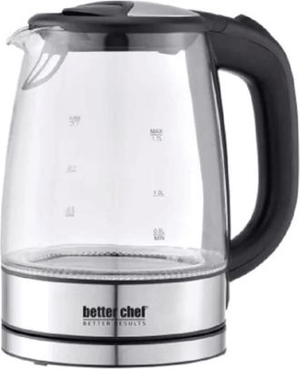Better Chef Better Chef 1100W 7-Cup Cordless Electric Borosilicate Glass Kettle with Stainless Steel Accents