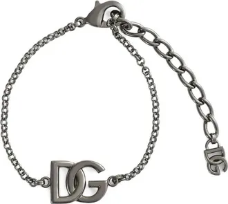Dolce & Gabbana Accessoires, Heren, Grijs, ONE Size, Leer, Intricate Link Bracelet