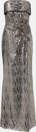 Elie Saab Abito lungo senza spalline con paillettes