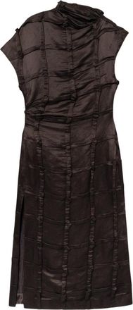 Mark Kenly Domino Tan Delyna Atelier Linen Silk Dress - female - Mark Kenly Domino Tan - Midi Dresses - Brown - M - Dresses