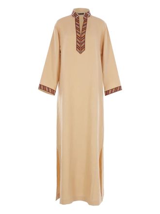 Loro Piana Tilde embroidered three-quarter sleeve maxi dress - Yellow