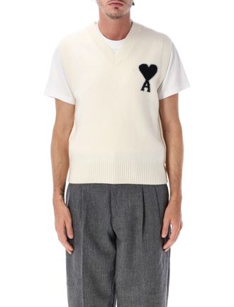 Ami Sleeveless Adc V-Neck Knit Sweater