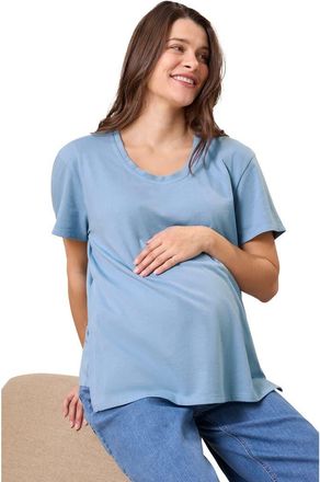Kindred Bravely Relaxed Cotton Scoop Neck Maternity & Nursing Tee in Vintage Blue at Nordstrom, Size X-Small Short