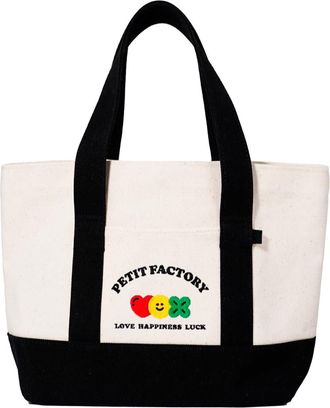 Generic PETIT FACTORY Canvas Tote Bag 14.2(W) &times; 9.1(H) &times; 3.9(D), Great for DIY Painting or Decoration, Tote Bags for Women Canvas with Pockets & Keyring Hooks