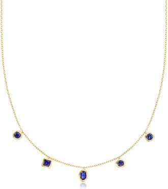 RS Pure by Ross-Simons Multi-Shaped Lab-Grown Sapphire Necklace in 18kt Gold Over Sterling