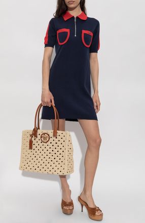 Versace Polo Dress, Womens, Navy Blue