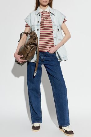 A.P.C. Striped Pattern Polo, Womens, Beige