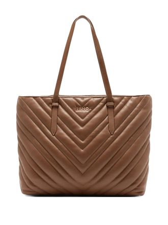 Liu Jo large quilted-chevron tote bag - Brown