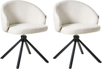 Beliani Conjunto de 2 sillas de comedor con base giratoria blanco crema Ovalo