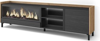 Skraut Home Skraut Home - Mueble Tv, Televisi&oacute;n, Muebles De Sal&oacute;n, Almacenaje, 212x35x61cm, Para Tv Hasta 80, Chimenea El&eacute;ctrica Xxl, Dise&ntilde;o Industrial, Led, Esti