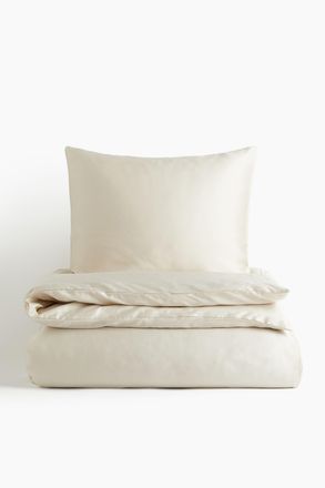 H&M Satinbettw&auml;sche f&uuml;r Einzelbetten - Hellbeige